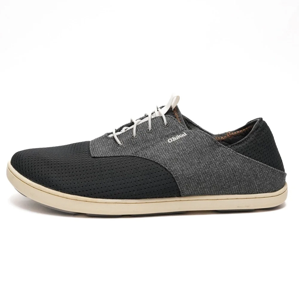 Olukai Men's Black/Grey Casual Lace-Up Shoe